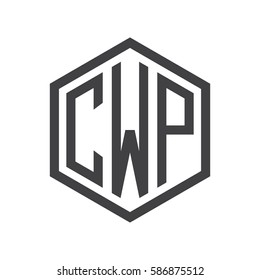 initial three letter logo hexagon black