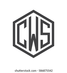 initial three letter logo hexagon black