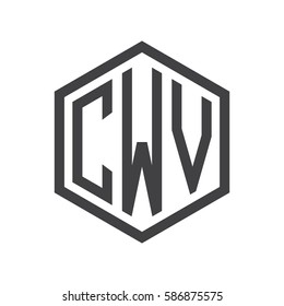 initial three letter logo hexagon black