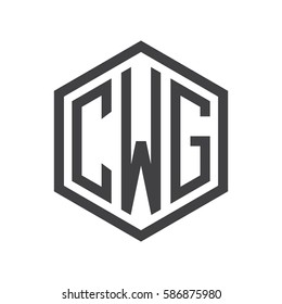 initial three letter logo hexagon black