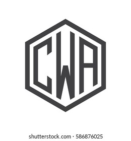 initial three letter logo hexagon black