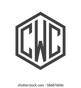 initial three letter logo hexagon black