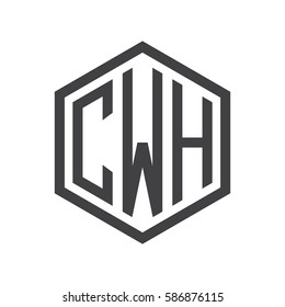 initial three letter logo hexagon black