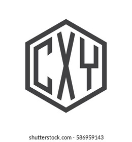initial three letter logo hexagon black