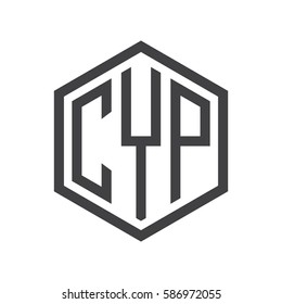 initial three letter logo hexagon black
