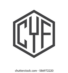initial three letter logo hexagon black