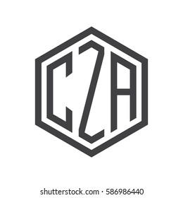 initial three letter logo hexagon black