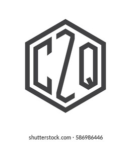 initial three letter logo hexagon black