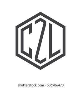 initial three letter logo hexagon black
