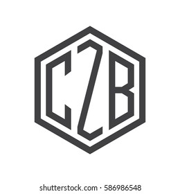 initial three letter logo hexagon black