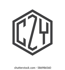 initial three letter logo hexagon black