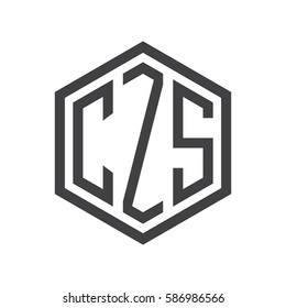 initial three letter logo hexagon black
