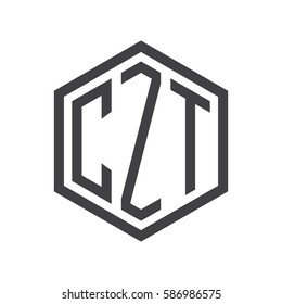 initial three letter logo hexagon black