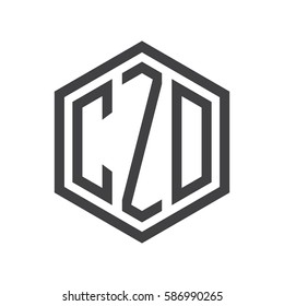 initial three letter logo hexagon black