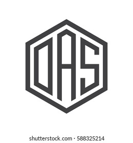 initial three letter logo hexagon black