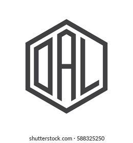 initial three letter logo hexagon black
