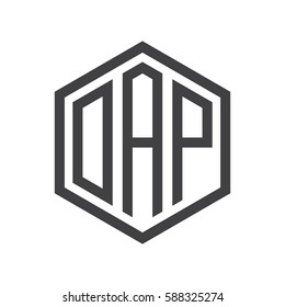 initial three letter logo hexagon black