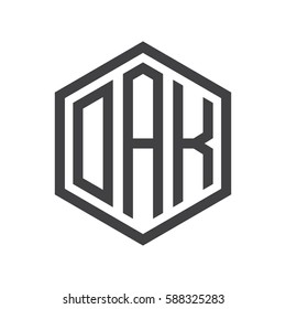 initial three letter logo hexagon black