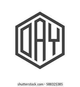 initial three letter logo hexagon black