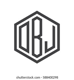 initial three letter logo hexagon black