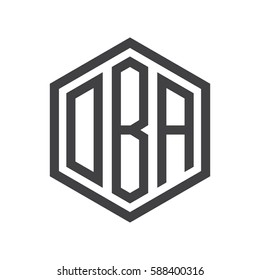 initial three letter logo hexagon black