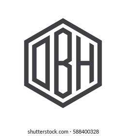 initial three letter logo hexagon black