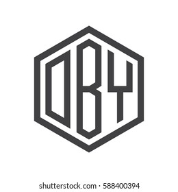 initial three letter logo hexagon black