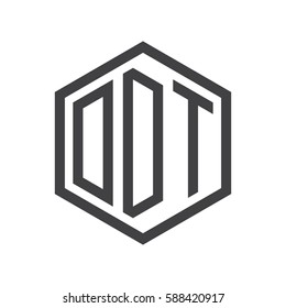 initial three letter logo hexagon black