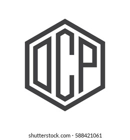 initial three letter logo hexagon black