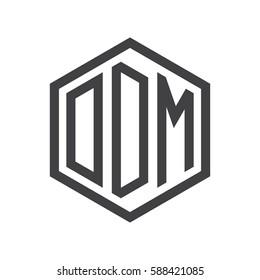initial three letter logo hexagon black