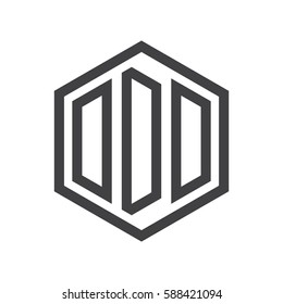 initial three letter logo hexagon black