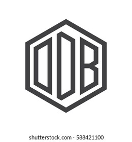 initial three letter logo hexagon black