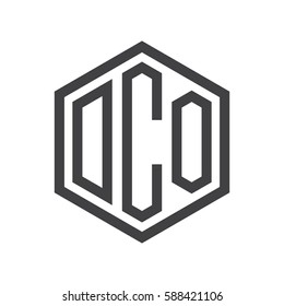 initial three letter logo hexagon black
