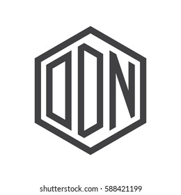 initial three letter logo hexagon black