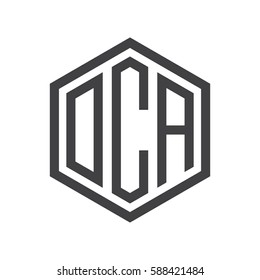 initial three letter logo hexagon black