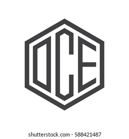 initial three letter logo hexagon black