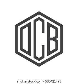 initial three letter logo hexagon black
