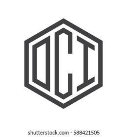 initial three letter logo hexagon black