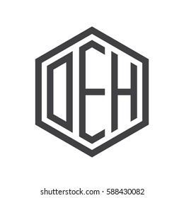 initial three letter logo hexagon black