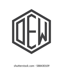 initial three letter logo hexagon black