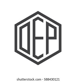 initial three letter logo hexagon black
