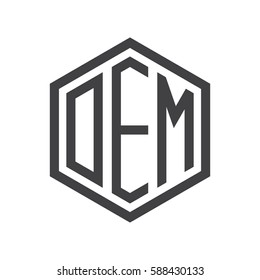 initial three letter logo hexagon black