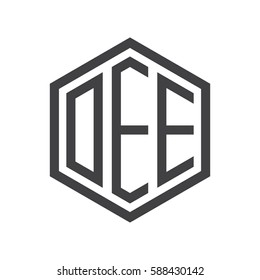 initial three letter logo hexagon black