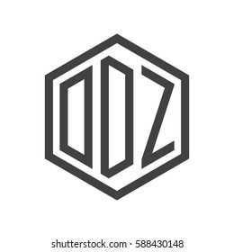 initial three letter logo hexagon black