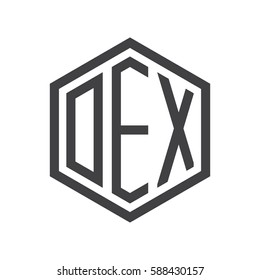 initial three letter logo hexagon black