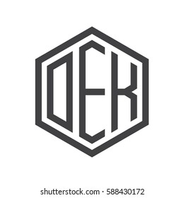 initial three letter logo hexagon black