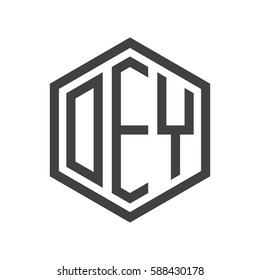 initial three letter logo hexagon black