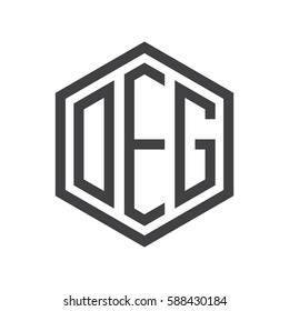 initial three letter logo hexagon black