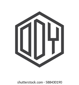 initial three letter logo hexagon black