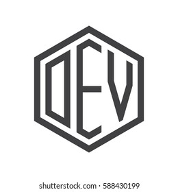 initial three letter logo hexagon black